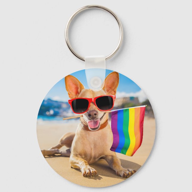 Chaveiro Cão Chihuahua na praia (Frente)
