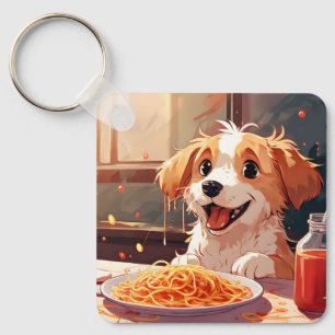 Chaveiro Cão comendo espaguete
