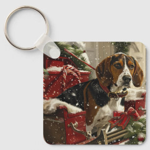 Chaveiro Cão Coonhound Walker Arborizado Natal Festivo