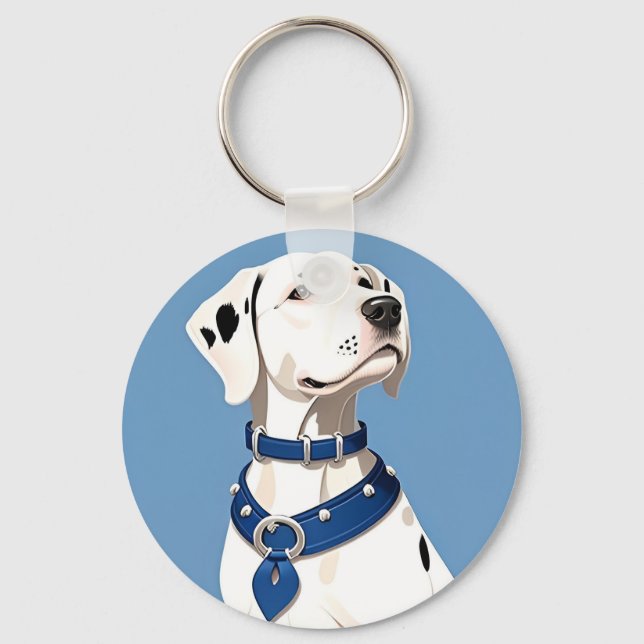 Chaveiro Cão Dalmata com Coleira Azul (Frente)