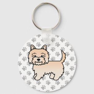 Chaveiro Cão de Cartoon Cream Cairn Terrier Cute