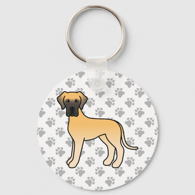 Chaveiro Cão de desenho animado fofo Great Dane cor de cerv (Frente)