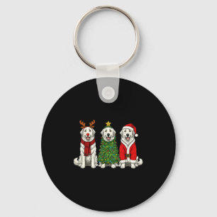 Chaveiro Cão de Natal Retro Pirenéus Grandes Rena de Papai