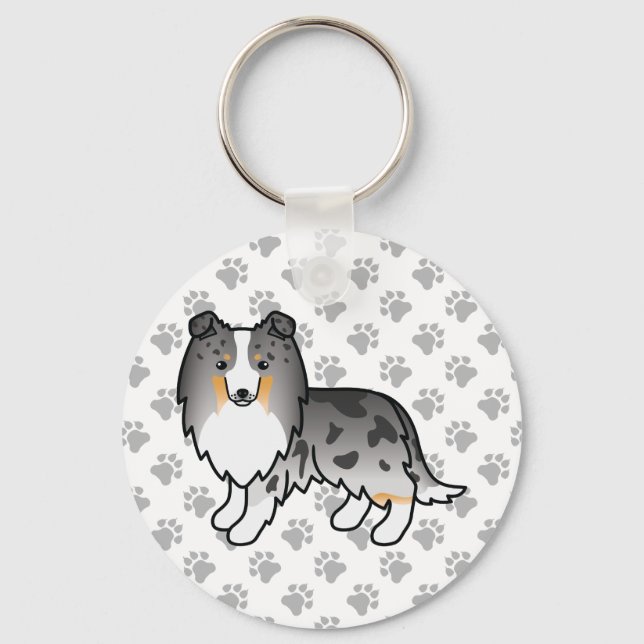 Chaveiro Cão e patas de cartografia de Sheepdog Blue Merle  (Frente)
