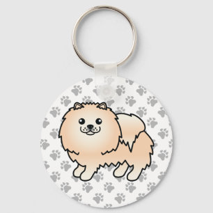Chaveiro Cão e patas de cartoon canino creme Pomeraniano