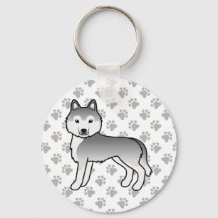 Chaveiro Cão e patas de cartoon Siberiano