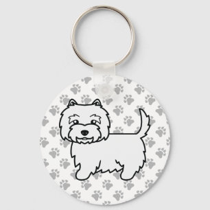 Chaveiro Cão e patas de desenho animado de Terrier branco 