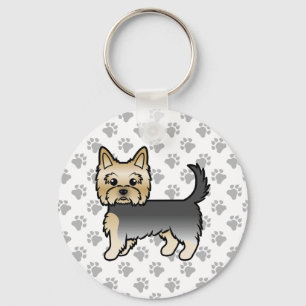 Chaveiro Cão e patas de desenho azul e Dourado Yorkshire T