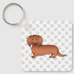 Chaveiro Cão e patas de desenho de corte de cabelo longo v