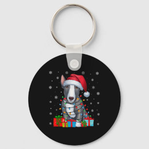 Chaveiro Cão Feio Xmas Luzes Santa Hat Bull Terrier Dog Ch