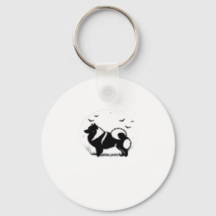 Chaveiro Cão Keeshond � Silhueta da Lua de Halloween T Clás