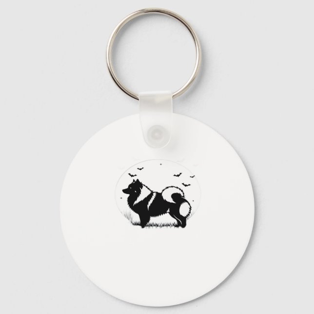 Chaveiro Cão Keeshond � Silhueta da Lua de Halloween T Clás (Frente)