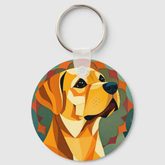 Chaveiro Cão Labrador Retriever Amarelo Arte Geométrica
