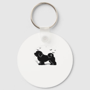 Chaveiro Cão Lowchen � Silhueta da Lua de Halloween T cláss