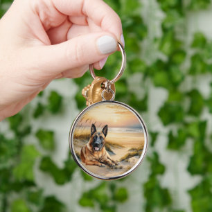Chaveiro Cão Malinois Belga Enseada de Praia Costeira