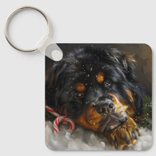 Chaveiro Cão Mastim Tibetano Natal Festivo 