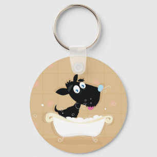 Chaveiro Cão preto bonito tirado mão no banho