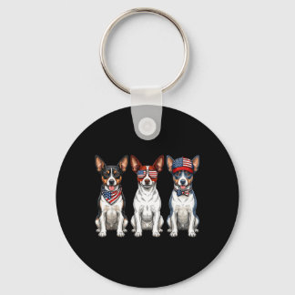 Chaveiro Cão Rat Terrier 4 de Julho Bandeira Americana