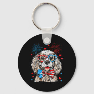 Chaveiro Cão Spaniel Patriótico 4 De Julho Cão Spaniel Mo