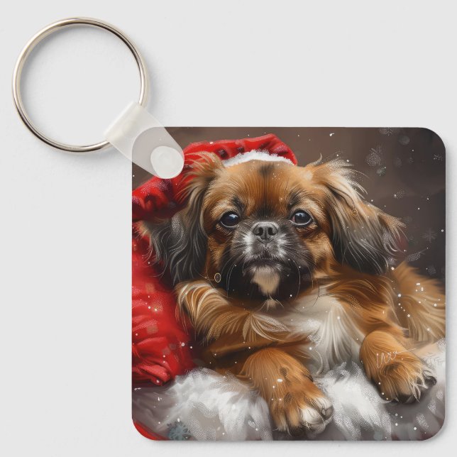 Chaveiro Cão Spaniel Tibetano Natal Festivo (Frente)