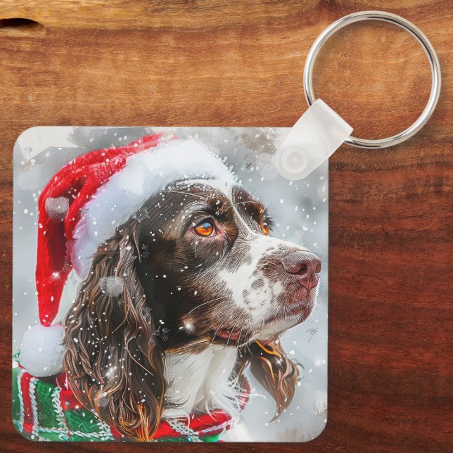 Chaveiro Cão Springer Spaniel Natal Festivo (Verso)