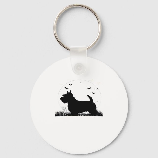 Chaveiro Cão Terrier Skye � Silhueta da Lua de Halloween Cl (Frente)