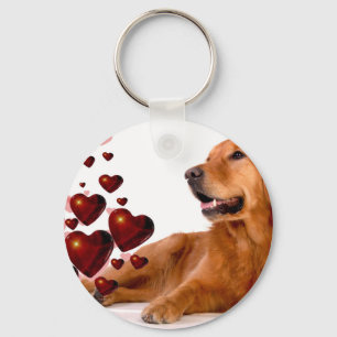 Chaveiro Cão vermelho do golden retriever dos corações d