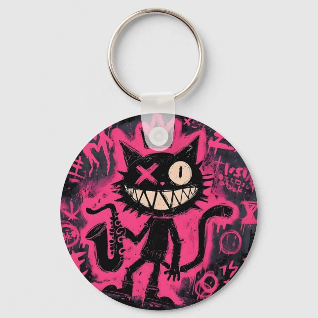 Chaveiro Caos de Gato Neon (Frente)