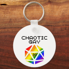 Chaveiro Caótico Gay D20 – Orgulho LGBTQ+ DND