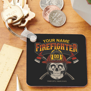 Chaveiro Capacete de Caveira Personalizado de Bombeiro Ax B