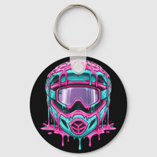 Chaveiro Capacete de Motocross Gráfico Drip Melt Bicicleta