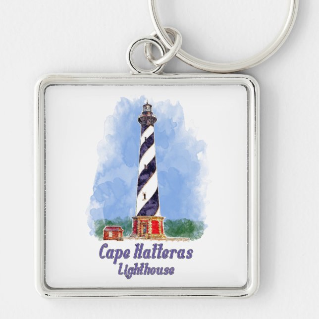 Chaveiro Cape Hatteras Lighthouse Watercolor North Carolina (Frente)