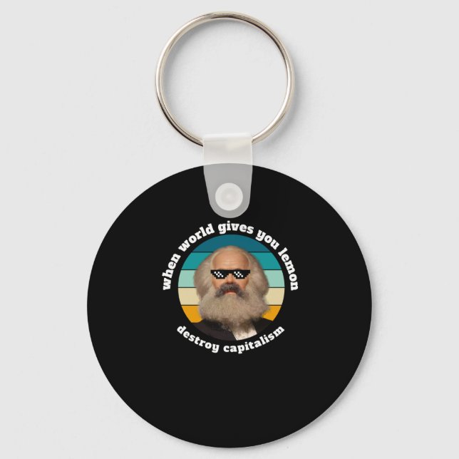 Chaveiro Capitalismo engraçado Karl Marx Sticker (Frente)