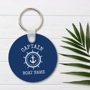 Chaveiro Capitão Boat Name Blue NMaritime Anchor Rope Helm