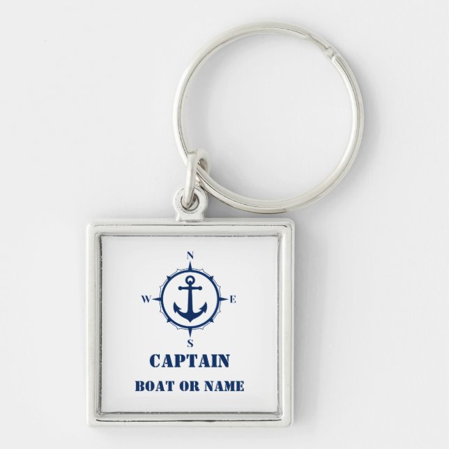 Chaveiro Capitão ou Nome do Barco - Anchor Náutico (Frente)