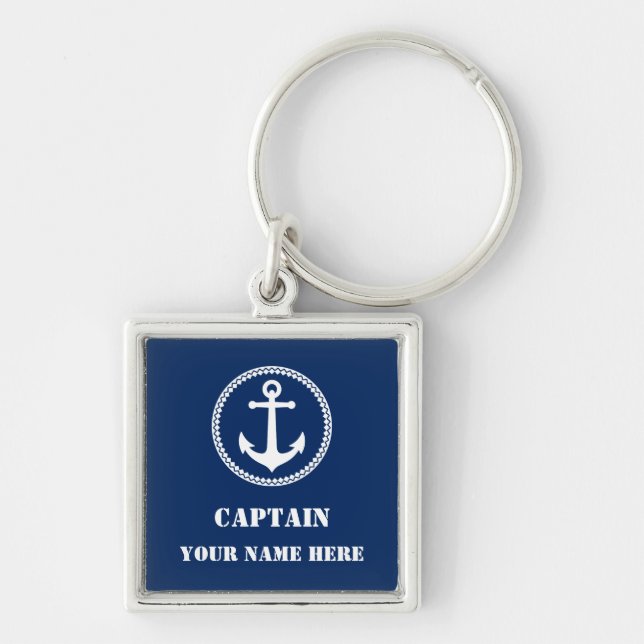 Chaveiro Capitão Seu Nome Ou Nome Do Barco Com Âncora Do Ma (Frente)