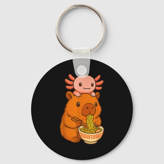 Chaveiro Capivara Anime Ramen Axolote Gráfico Divertido Kaw (Frente)