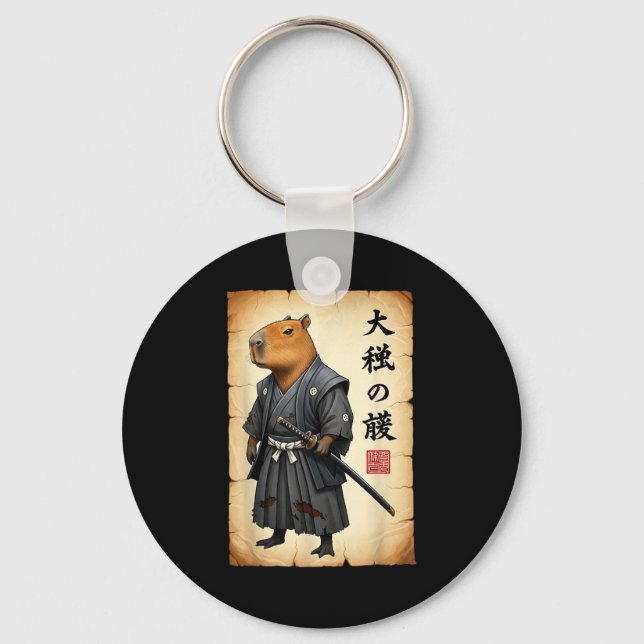 Chaveiro Capivara Samurai Arte Japonesa Gráfico Vintage Eng (Frente)