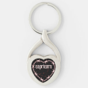 Chaveiro Capricórnio Constelação Gothic Barbed Wire Art
