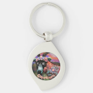 Chaveiro Capricórnio Floral Whimsical Personalizado
