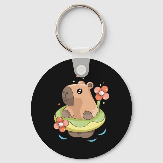 Chaveiro Capy Capybara Floatie Funny Xmas Em Julho, Garotas (Frente)