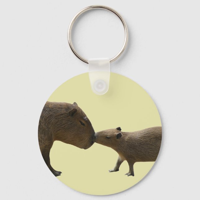 Chaveiro Capybara baby e mamãe amarela (Frente)