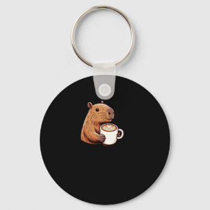 Chaveiro Capybara Cafetero Aproveitando Uma Latte Com Art S