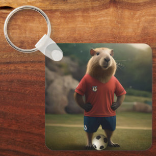 Chaveiro "Capybara com Ponta de Goal: A Estrela de Futebol 