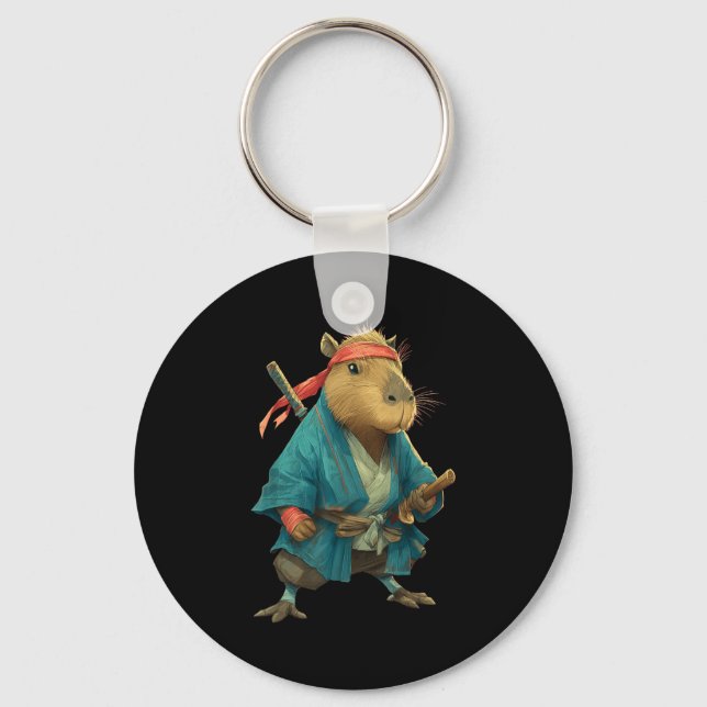 Chaveiro Capybara Ninja Samurai Japan Funny Japanese Graphi (Frente)