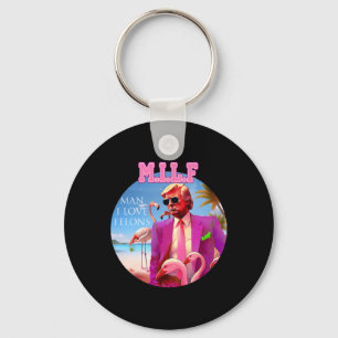 Chaveiro Cara Eu Amo Criminosos Trump Flamingo Rosa Engraça