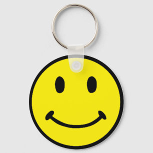 Chaveiro Cara Sorriso Amarelo Brilhante Retro