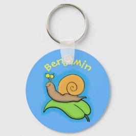 Chaveiro Caracol bonito e feliz numa ilustração de desenho 