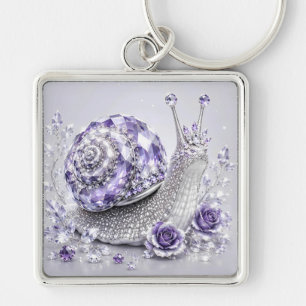 Chaveiro Caracol de Cristal Roxo Prata
