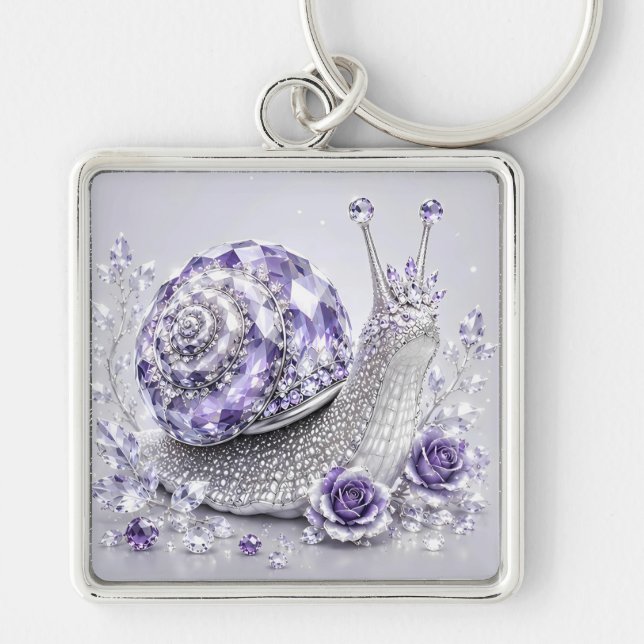 Chaveiro Caracol de Cristal Roxo Prata (Frente)
